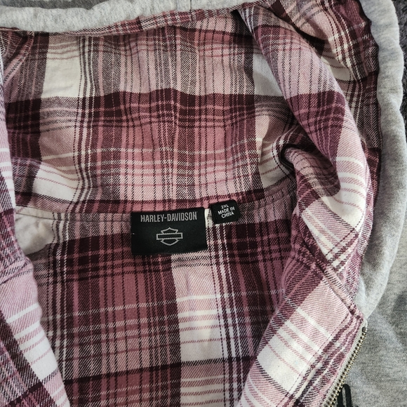 Harley-Davidson Gray Jacket with Pink Plaid Interior Size XXL - Picture 3 of 5